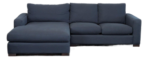 Room and Board Dark Blue Sectional Sofa With Chaise