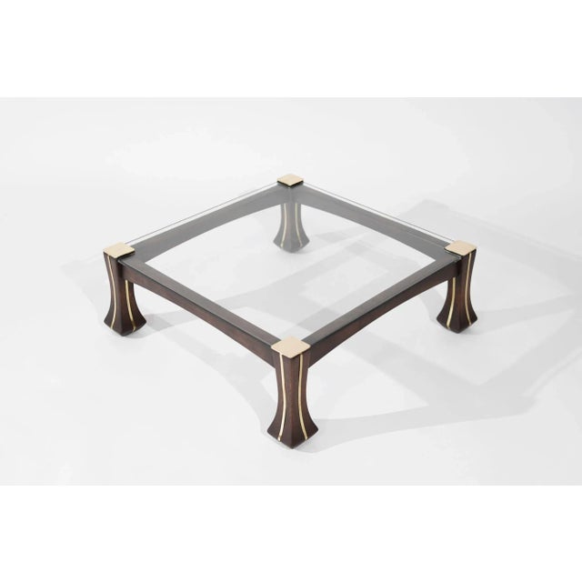 Late 20th Century Luciano Frigerio Mahogany and Brass "Ussaro" Coffee Table, C. 1970s For Sale - Image 5 of 11