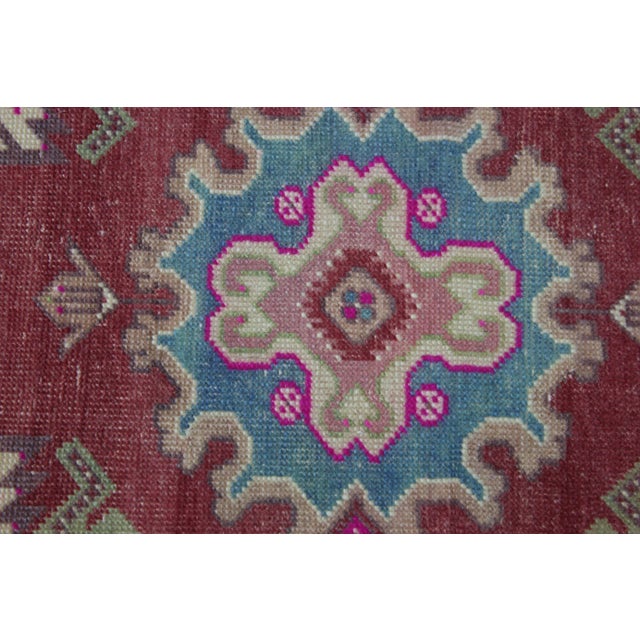 1970s Turkish Anatolian Traditional Red Oushak Doormat Small Rug For Sale - Image 9 of 13