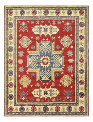 Kazak Rug 8’6” X 11′ Red Wool Tribal Hand-Knotted Oriental Carpet