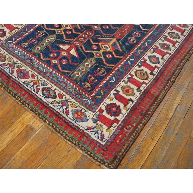 Late 19th Century 1880s Blue Navy Geomtric Tribal n.w. Persian Carpet 4' X 10' Handmade Wool Rug For Sale - Image 5 of 5