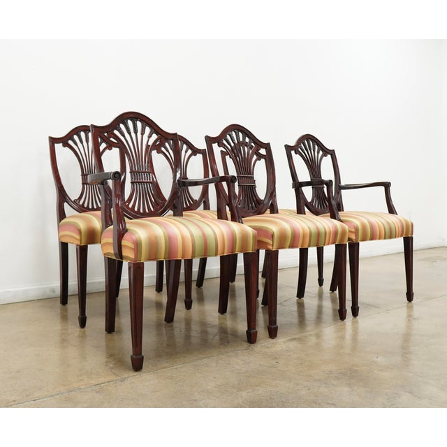Hepplewhite Vintage Stickley Shield Back Dining Chairs (Set of 6) For Sale - Image 3 of 18