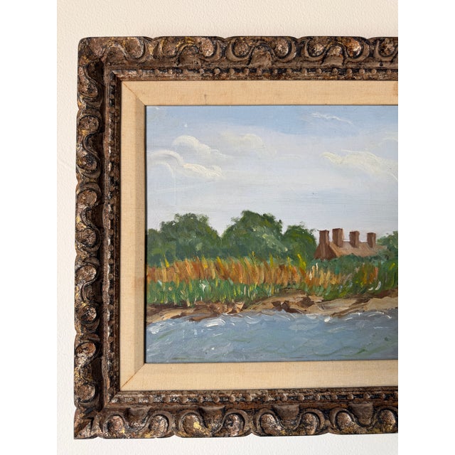 Impressionist Vintage Impressionist River Landscape Oil Painting on Canvas - Framed For Sale - Image 3 of 11