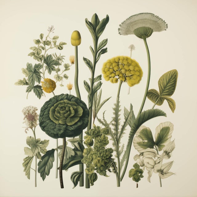 This fine art print reproduces a beautifully detailed 19th-century botanical illustration depicting an elegant arrangement...