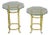 Vintage Hollywood Regency Brass Hoof Foot Glass Top Graduating Side Table - Pair For Sale
