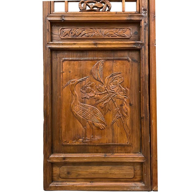 Brown Late 19th Century Antique Chinese Handcrafted 3 Panel Wooden Screen/Room Divider For Sale - Image 8 of 13