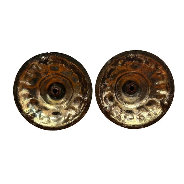 Vintage Brass & Crystal Prismatic Candlesticks – Pair of Hollywood Regency Candle Holders For Sale - Image 4 of 4