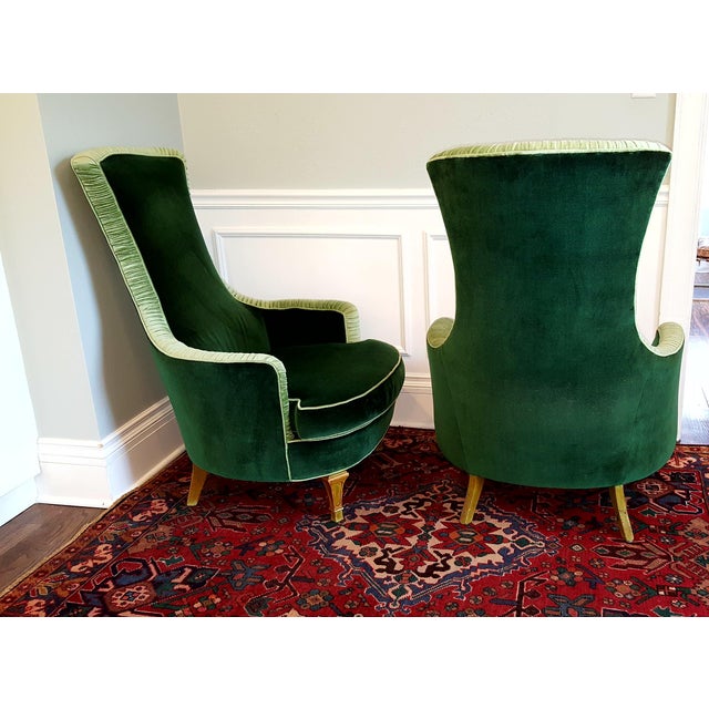 Emerald Green Velvet Club Chairs A Pair Chairish