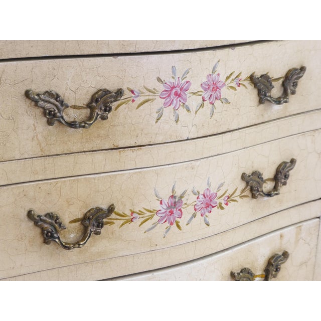 Vintage Venetian Louis XV Hand-Painted Floral Nightstand with Drawers, 1920s For Sale - Image 11 of 13
