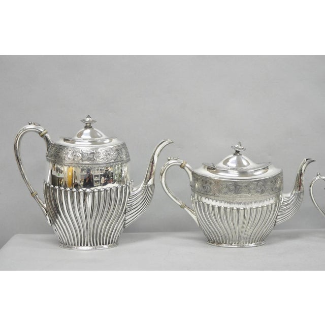 Victorian Antique James Dixon & Sons 4186 Victorian Silver Plated Tea Service Set - 4 PCS For Sale - Image 3 of 16