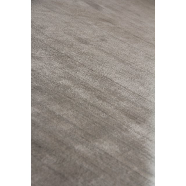 Exquisite Rugs Creil Hand loom Bamboo/Silk Silver Rug-9'x12' For Sale In Los Angeles - Image 6 of 7