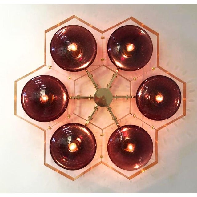 21st Century Hive Polished Brass Amethyst Bubbles Murano Flush Mount by Fabio LTD For Sale - Image 9 of 9
