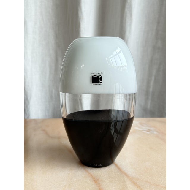 Postmodern Black and White Murano Glass Vase by Carlo Moretti, Italy, 2000s For Sale - Image 11 of 11