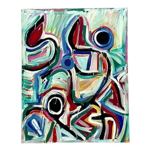 Vintage Terry Frid Oil on Canvas Multicolor Abstract Painting