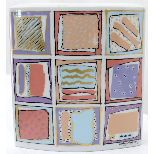 Mid-Century Modern 20th Century German White Porcelain Square Vase Painted Rosenthal Studio-Linie For Sale - Image 3 of 11