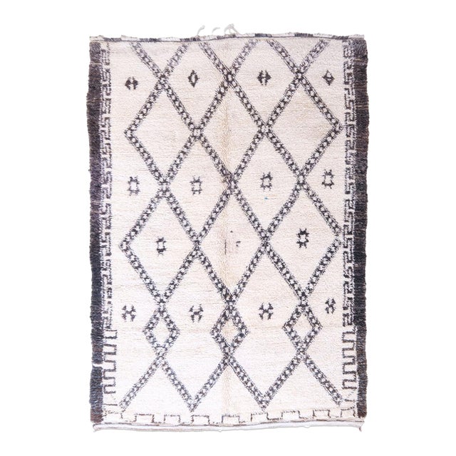 Vintage 1980s Moroccan Beni Ourain Rug - 9.6 X 6.4 Ft For Sale