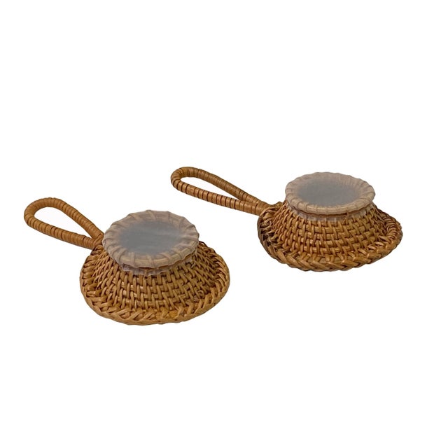 Pair Asian Handmade Rattan Round Accent Loose Tea Strainers For Sale - Image 4 of 6