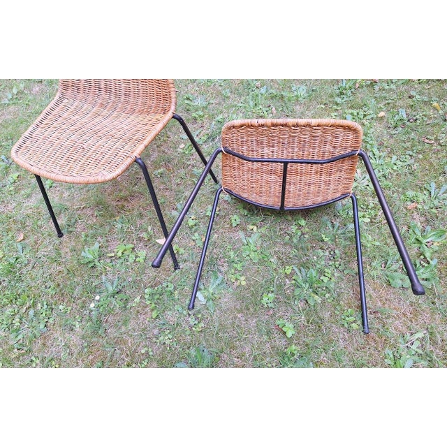 Rattan and Iron Stackable Dining Chairs by Gian Franco Legler, Switzerland, 1960s, Set of 2 For Sale - Image 10 of 12