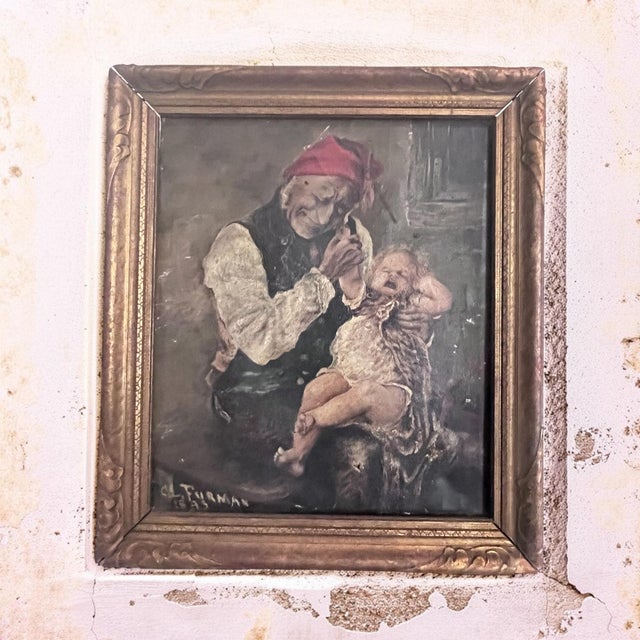 Victorian Antique 1895 Victorian Genre Oil Painting by C. L. Furman – Signed & Dated For Sale - Image 3 of 12