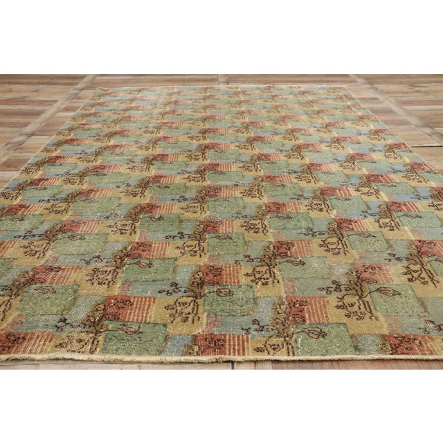 Textile Vintage Zeki Muren Distressed Turkish Sivas Rug - 6′8″ × 10′2″ For Sale - Image 7 of 10