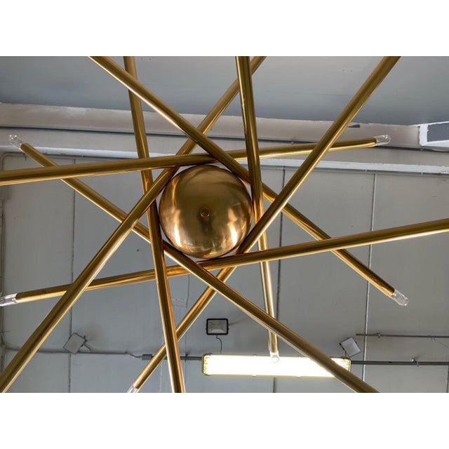 Large Shanghai Brass Chandelier attributed to Stilnovo, 1950s For Sale - Image 13 of 15