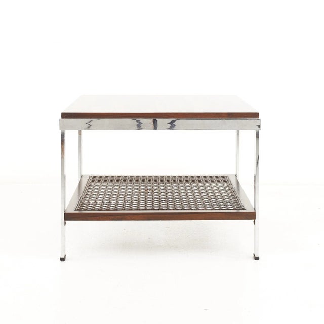 Mid 20th Century Milo Baughman Style Mid Century Rosewood and Chrome Side Table For Sale - Image 5 of 10