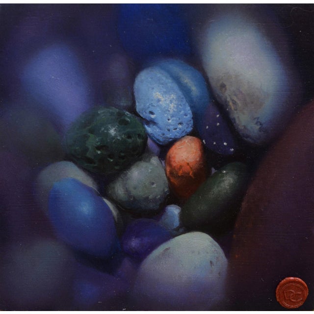 Celebrate the Differences by David Cunningham | Oil on panel Still life of colorful pebbles For Sale