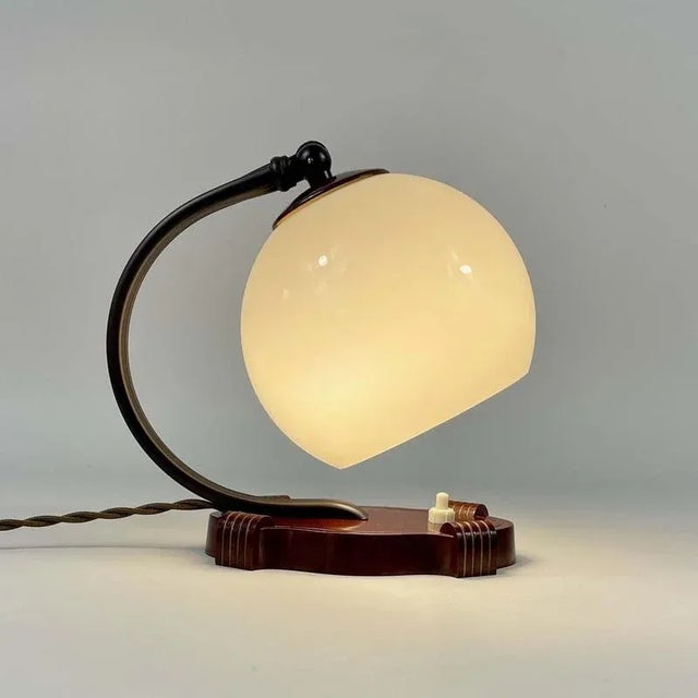 Art Deco Bakelite and Opaline Table Lamp, 1930s For Sale - Image 6 of 18