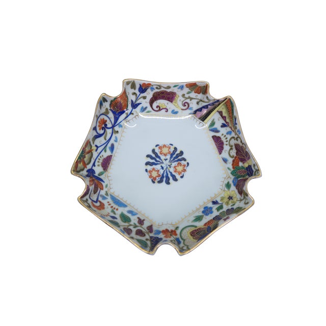 Antique Royal Vienna hand-painted star shaped porcelain hors d'oeuvres serving bowl / dish / compote featuring a...