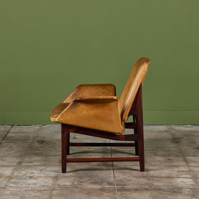Mid 20th Century Illum Wikkelsø Leather Lounge Chair for Aarhus For Sale - Image 5 of 15