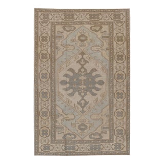 Vintage Circa 1940 Turkish Oushak Area Rug 4ft 5in X 7'ft 4in For Sale