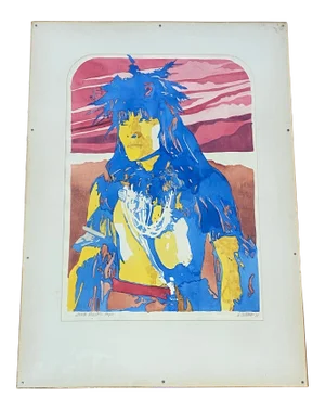 Native American Pop Art "Snake Priest - Hopi" Original Watercolor by D. Collins C.1971