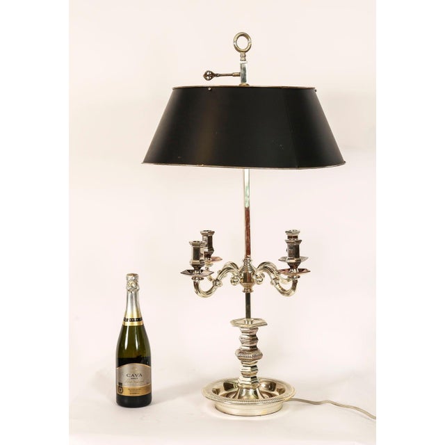 Vintage Victorian Silver Plate Rise and Fall Candelabra Table Lamp, 1920s For Sale - Image 14 of 15