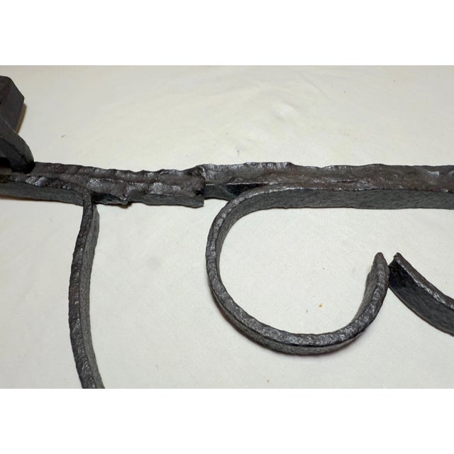 Rare Antique 17th Century Handmade Heavy Wrought Iron Hanging Fireplace Trivet For Sale - Image 11 of 11