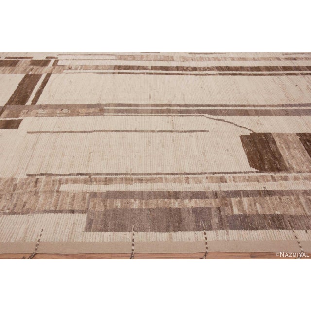 Warm Cozy Modern Neutral Tribal Contemporary Large Area Rug For Sale - Image 4 of 8
