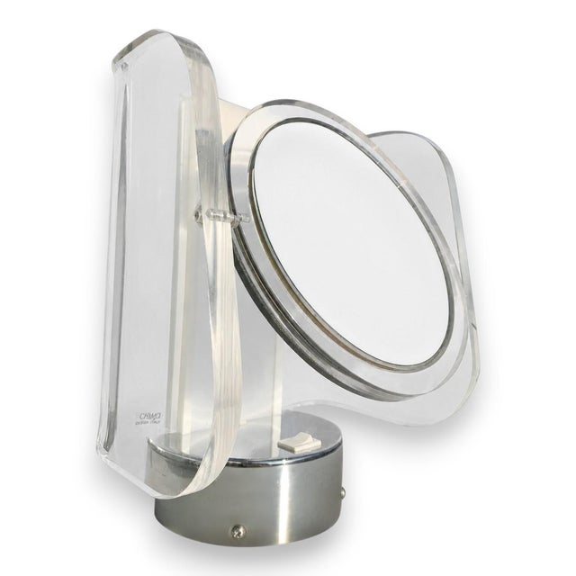 Atomic Space Age Lucite Chrome Vanity Mirror For Sale