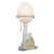 1930s Art Deco Carved Alabaster Marble Two Love Birds Sculpture FairyTable Lamp Italy For Sale
