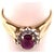 14 Karat Yellow Gold Free Form Ruby Center With Diamond Accents Ring, Size 7 For Sale - Image 4 of 6