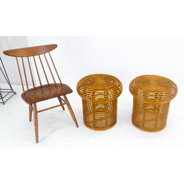 Pair of Mushroom Shape Wicker Side End Tables MINT For Sale - Image 9 of 11