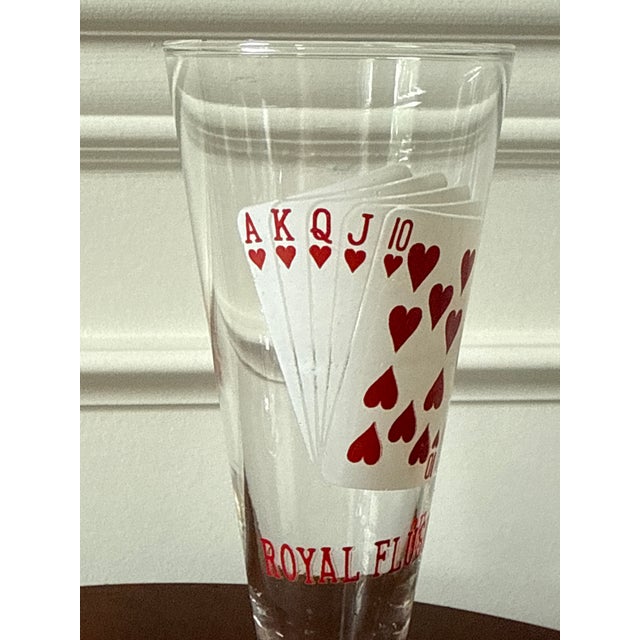 Mid 20th Century Pilsner Poker Hands Footed Glasses— Set of 8 For Sale - Image 9 of 10