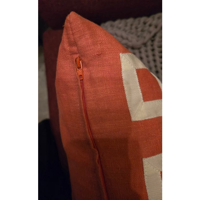 Barclay Butera Set of 3 Barclay Butera 22” Feather-Filled Orange Geometric Designer Pillows For Sale - Image 4 of 8