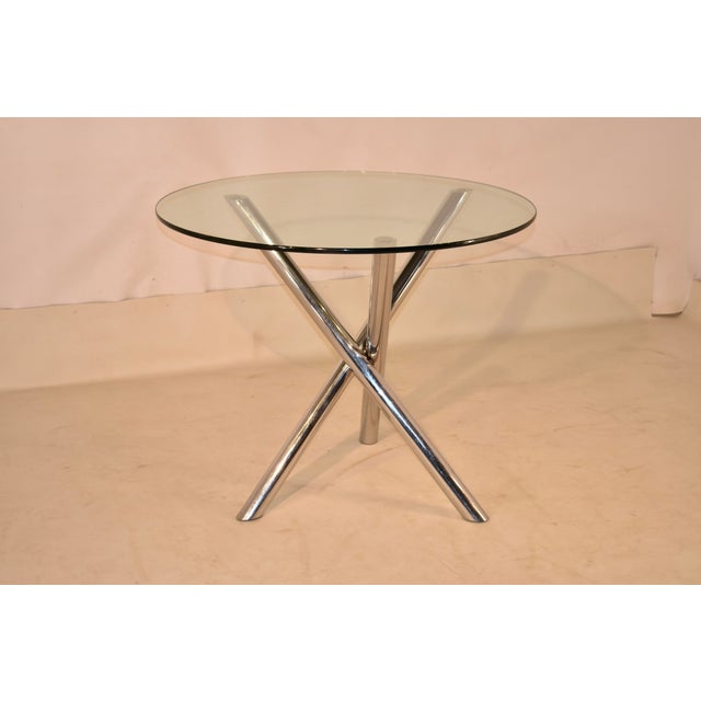 Mid-Century Modern Mid-Century Modern Chrome Tripod Base Table With Glass Top For Sale - Image 3 of 7