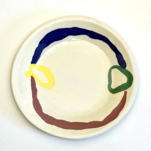 2 of 3 Jurg Lanzrein 1980's Ceramic Decorative Plate With Whimsical Modern Colorful Illustration For Sale - Image 4 of 6