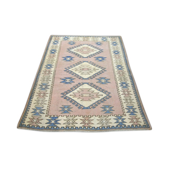 1960s Vintage Turkish Rug 4'3" x 5'9" For Sale - Image 5 of 6