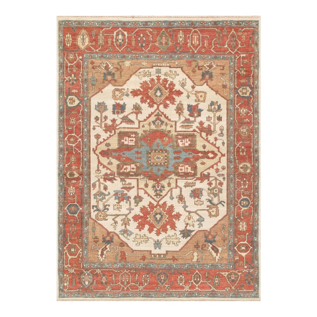Pasargad Home Serapi Ivory Wool Area Rug- 9'10'' X 14' 1'' For Sale