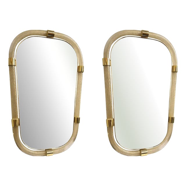 Gold Leaf Murano Glass Wall Mirrors by Simoeng, Set of 2 For Sale