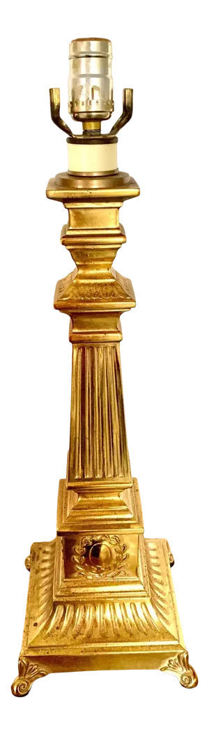 Vintage Footed Brass Neoclassical Lamp Base
