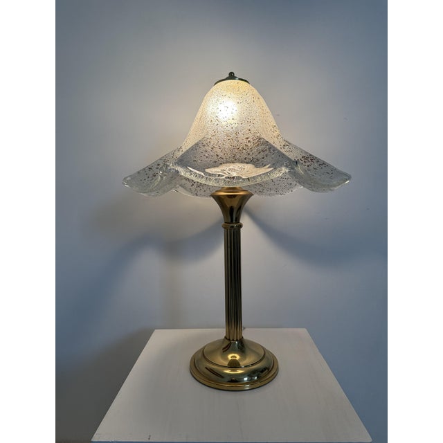 Mid-Century Glass Table Lamp with Golden Flakes, 1970s For Sale - Image 13 of 18
