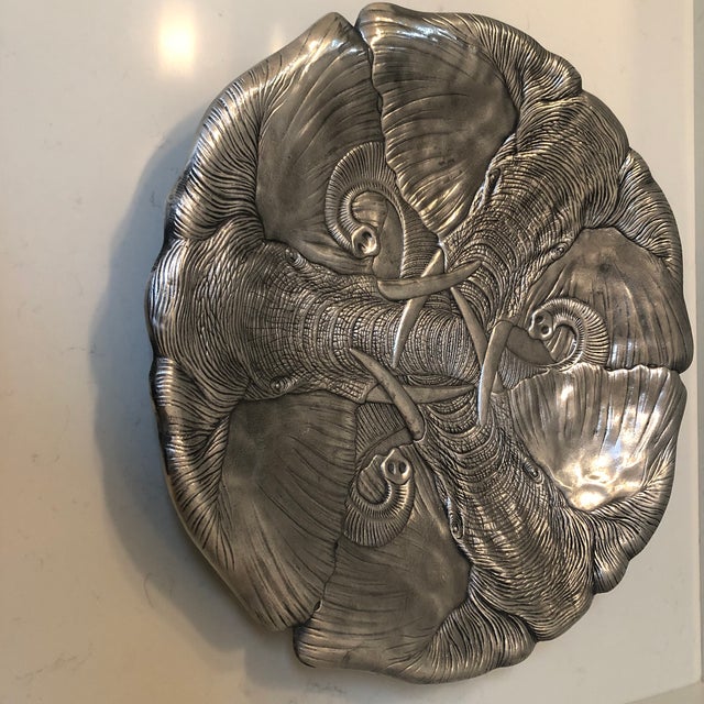 Metal Vintage Arthur Court Elephant Themed Platter Serving Tray For Sale - Image 7 of 10