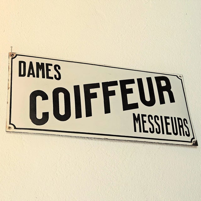 1920s Domed Enamel Coiffeur Sign, 1910s For Sale - Image 5 of 5